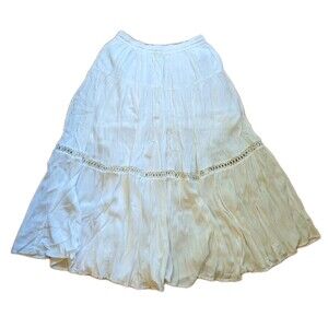 Gap Boho Tiered Pull On Lined Eyelet Flowy Midi Skirt Cottage Peasant Sz Med